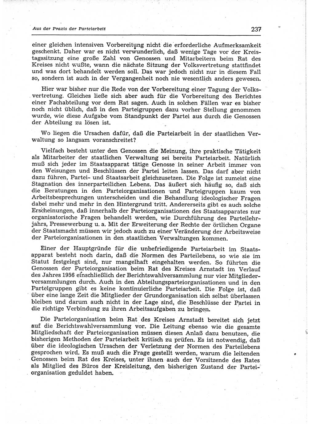 Neuer Weg (NW), Organ des Zentralkomitees (ZK) der SED (Sozialistische Einheitspartei Deutschlands) für Fragen des Parteiaufbaus und des Parteilebens, 12. Jahrgang [Deutsche Demokratische Republik (DDR)] 1957, Seite 237 (NW ZK SED DDR 1957, S. 237)
