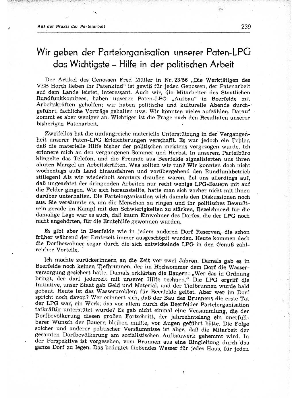 Neuer Weg (NW), Organ des Zentralkomitees (ZK) der SED (Sozialistische Einheitspartei Deutschlands) für Fragen des Parteiaufbaus und des Parteilebens, 12. Jahrgang [Deutsche Demokratische Republik (DDR)] 1957, Seite 239 (NW ZK SED DDR 1957, S. 239)