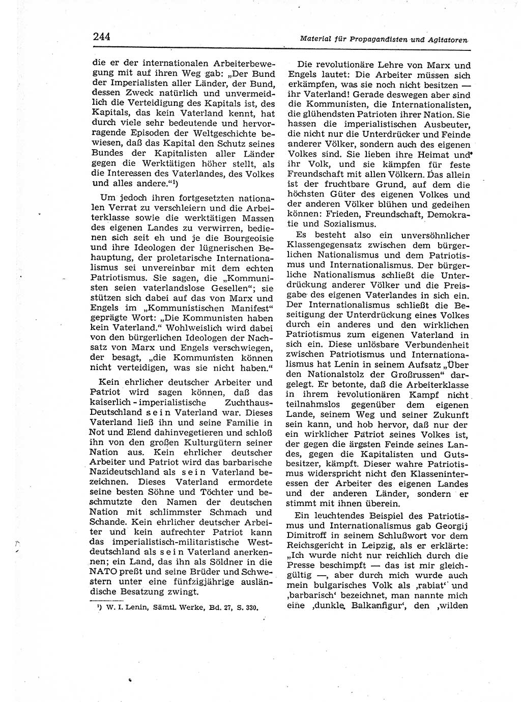 Neuer Weg (NW), Organ des Zentralkomitees (ZK) der SED (Sozialistische Einheitspartei Deutschlands) für Fragen des Parteiaufbaus und des Parteilebens, 12. Jahrgang [Deutsche Demokratische Republik (DDR)] 1957, Seite 244 (NW ZK SED DDR 1957, S. 244)