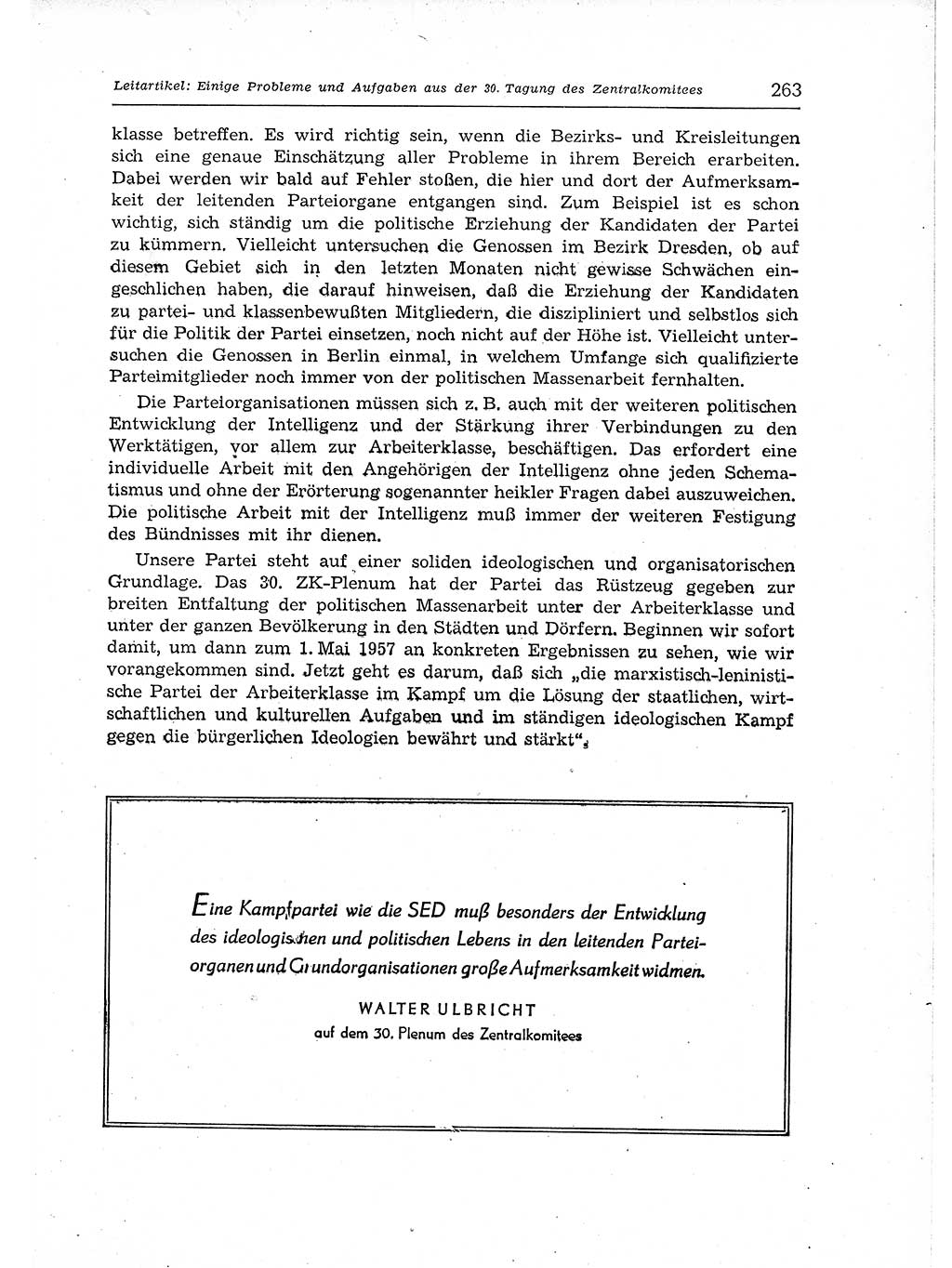 Neuer Weg (NW), Organ des Zentralkomitees (ZK) der SED (Sozialistische Einheitspartei Deutschlands) für Fragen des Parteiaufbaus und des Parteilebens, 12. Jahrgang [Deutsche Demokratische Republik (DDR)] 1957, Seite 263 (NW ZK SED DDR 1957, S. 263)