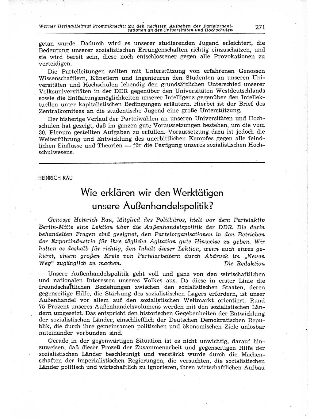 Neuer Weg (NW), Organ des Zentralkomitees (ZK) der SED (Sozialistische Einheitspartei Deutschlands) für Fragen des Parteiaufbaus und des Parteilebens, 12. Jahrgang [Deutsche Demokratische Republik (DDR)] 1957, Seite 271 (NW ZK SED DDR 1957, S. 271)