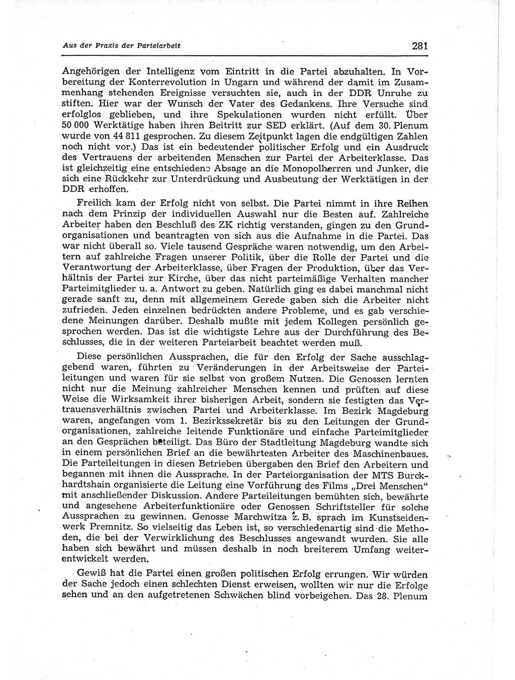 Neuer Weg (NW), Organ des Zentralkomitees (ZK) der SED (Sozialistische Einheitspartei Deutschlands) für Fragen des Parteiaufbaus und des Parteilebens, 12. Jahrgang [Deutsche Demokratische Republik (DDR)] 1957, Seite 281 (NW ZK SED DDR 1957, S. 281)