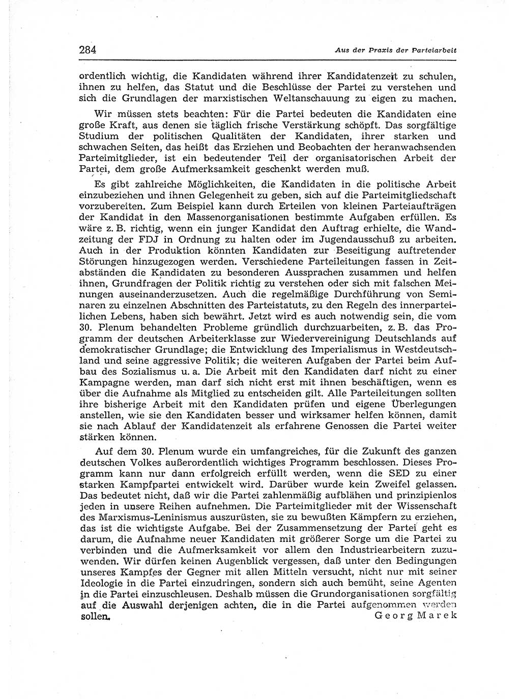 Neuer Weg (NW), Organ des Zentralkomitees (ZK) der SED (Sozialistische Einheitspartei Deutschlands) für Fragen des Parteiaufbaus und des Parteilebens, 12. Jahrgang [Deutsche Demokratische Republik (DDR)] 1957, Seite 284 (NW ZK SED DDR 1957, S. 284)