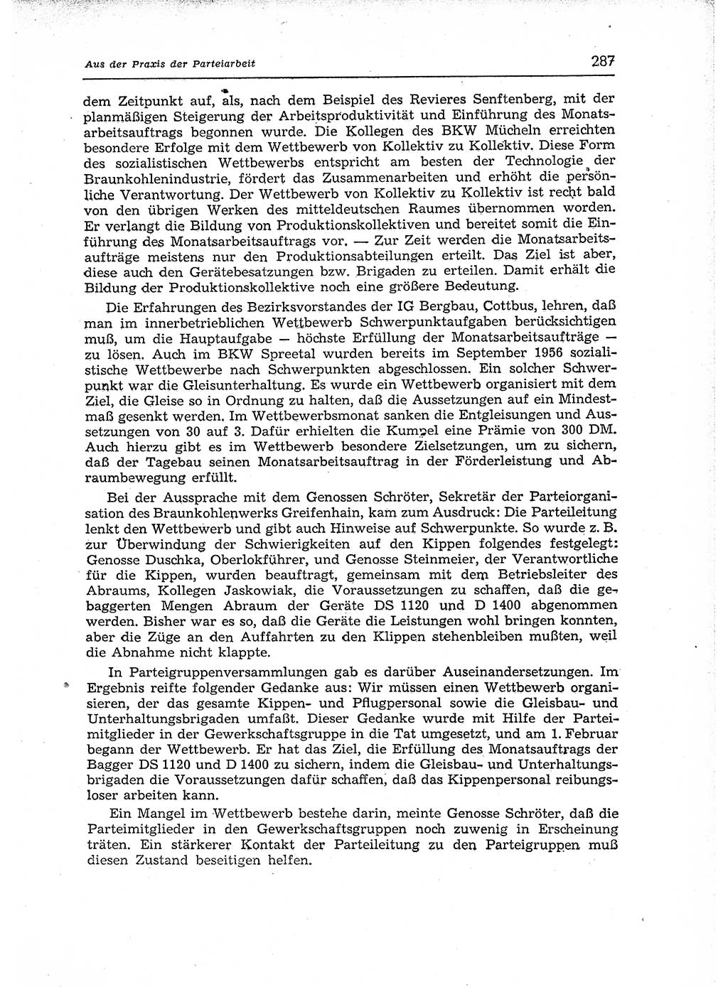 Neuer Weg (NW), Organ des Zentralkomitees (ZK) der SED (Sozialistische Einheitspartei Deutschlands) für Fragen des Parteiaufbaus und des Parteilebens, 12. Jahrgang [Deutsche Demokratische Republik (DDR)] 1957, Seite 287 (NW ZK SED DDR 1957, S. 287)