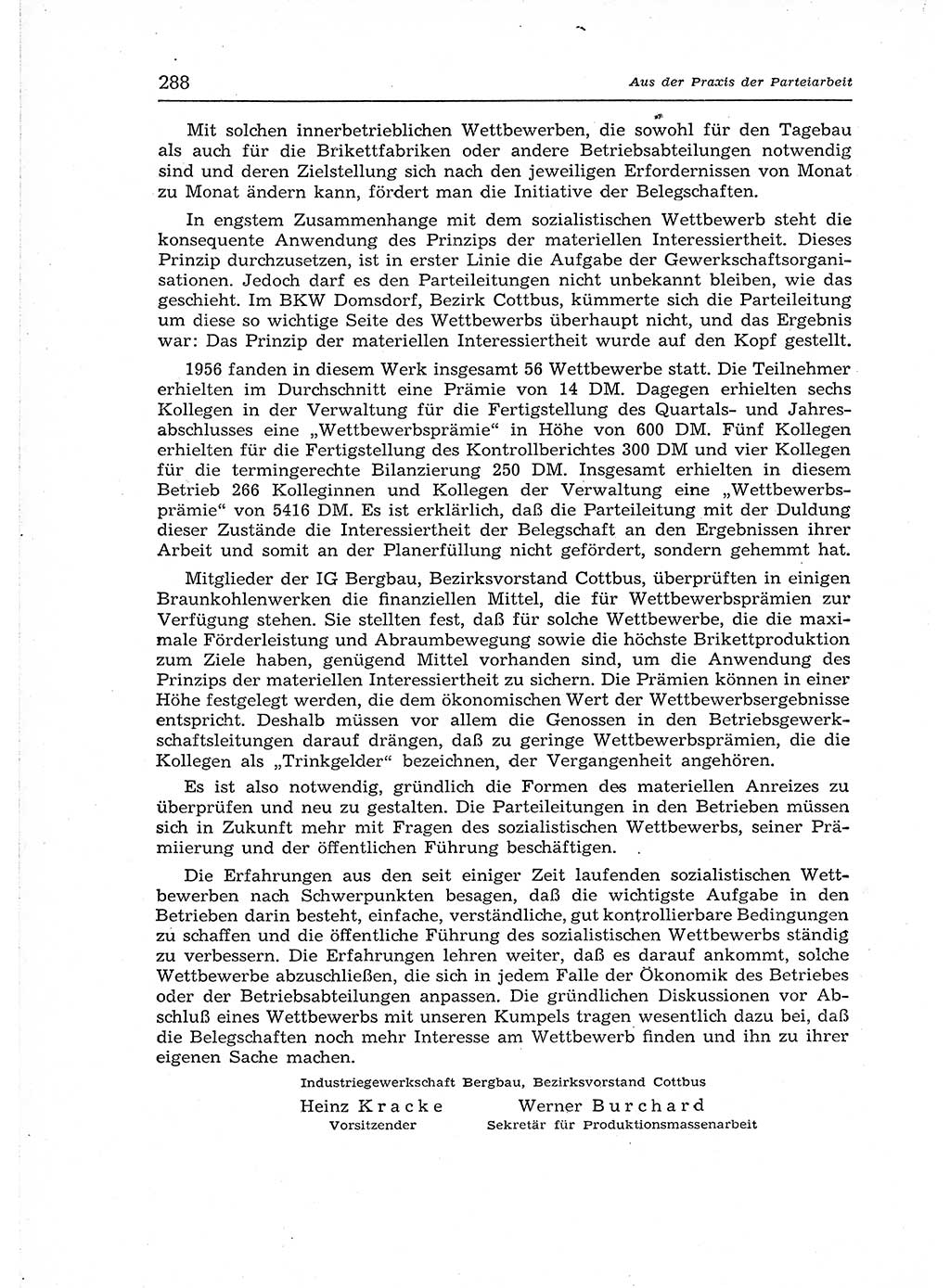 Neuer Weg (NW), Organ des Zentralkomitees (ZK) der SED (Sozialistische Einheitspartei Deutschlands) für Fragen des Parteiaufbaus und des Parteilebens, 12. Jahrgang [Deutsche Demokratische Republik (DDR)] 1957, Seite 288 (NW ZK SED DDR 1957, S. 288)