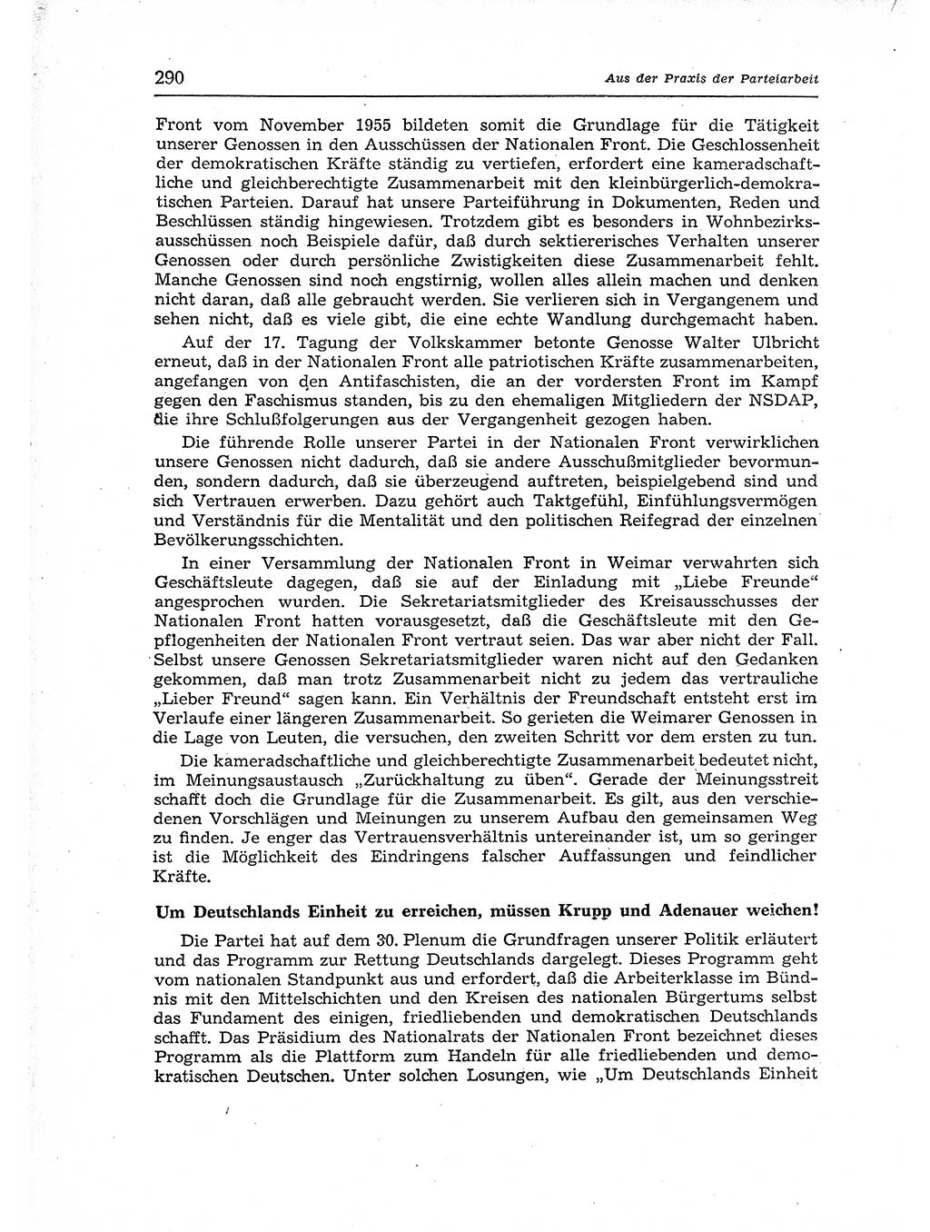 Neuer Weg (NW), Organ des Zentralkomitees (ZK) der SED (Sozialistische Einheitspartei Deutschlands) für Fragen des Parteiaufbaus und des Parteilebens, 12. Jahrgang [Deutsche Demokratische Republik (DDR)] 1957, Seite 290 (NW ZK SED DDR 1957, S. 290)