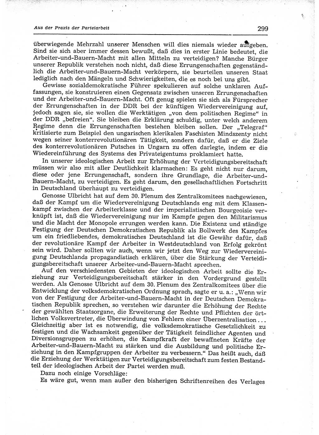 Neuer Weg (NW), Organ des Zentralkomitees (ZK) der SED (Sozialistische Einheitspartei Deutschlands) für Fragen des Parteiaufbaus und des Parteilebens, 12. Jahrgang [Deutsche Demokratische Republik (DDR)] 1957, Seite 299 (NW ZK SED DDR 1957, S. 299)