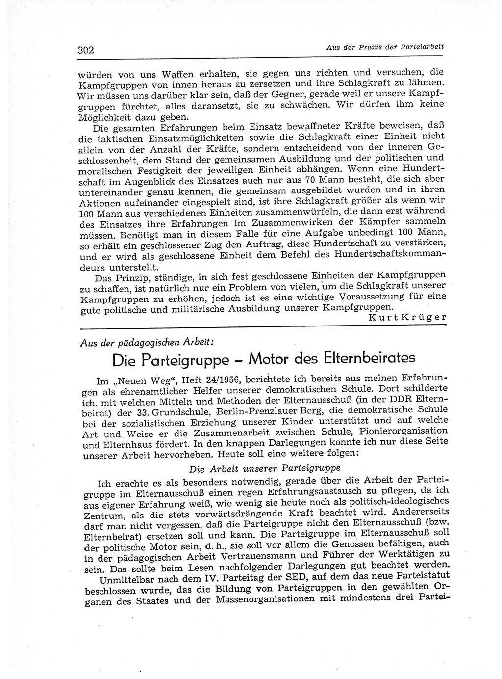Neuer Weg (NW), Organ des Zentralkomitees (ZK) der SED (Sozialistische Einheitspartei Deutschlands) für Fragen des Parteiaufbaus und des Parteilebens, 12. Jahrgang [Deutsche Demokratische Republik (DDR)] 1957, Seite 302 (NW ZK SED DDR 1957, S. 302)