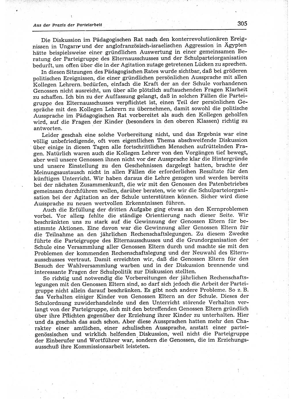 Neuer Weg (NW), Organ des Zentralkomitees (ZK) der SED (Sozialistische Einheitspartei Deutschlands) für Fragen des Parteiaufbaus und des Parteilebens, 12. Jahrgang [Deutsche Demokratische Republik (DDR)] 1957, Seite 305 (NW ZK SED DDR 1957, S. 305)