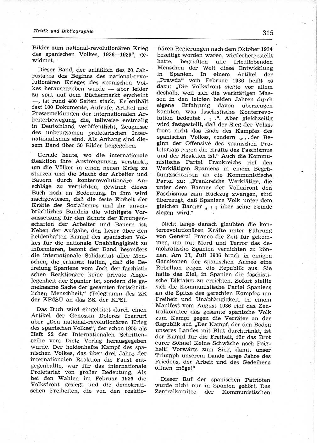 Neuer Weg (NW), Organ des Zentralkomitees (ZK) der SED (Sozialistische Einheitspartei Deutschlands) für Fragen des Parteiaufbaus und des Parteilebens, 12. Jahrgang [Deutsche Demokratische Republik (DDR)] 1957, Seite 315 (NW ZK SED DDR 1957, S. 315)