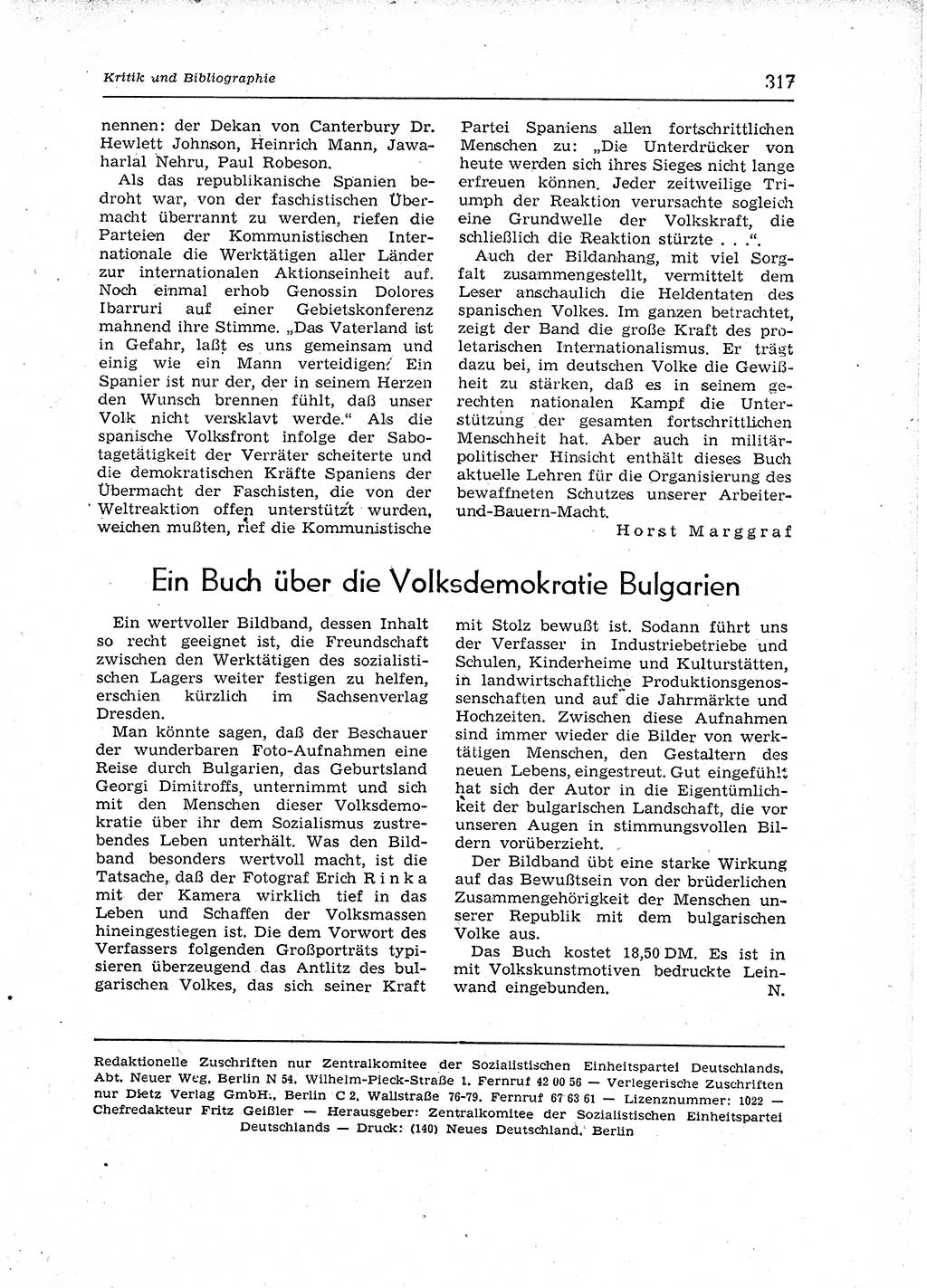 Neuer Weg (NW), Organ des Zentralkomitees (ZK) der SED (Sozialistische Einheitspartei Deutschlands) für Fragen des Parteiaufbaus und des Parteilebens, 12. Jahrgang [Deutsche Demokratische Republik (DDR)] 1957, Seite 317 (NW ZK SED DDR 1957, S. 317)