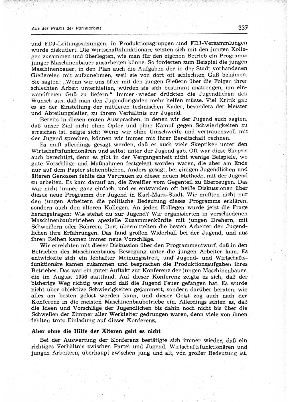 Neuer Weg (NW), Organ des Zentralkomitees (ZK) der SED (Sozialistische Einheitspartei Deutschlands) für Fragen des Parteiaufbaus und des Parteilebens, 12. Jahrgang [Deutsche Demokratische Republik (DDR)] 1957, Seite 337 (NW ZK SED DDR 1957, S. 337)
