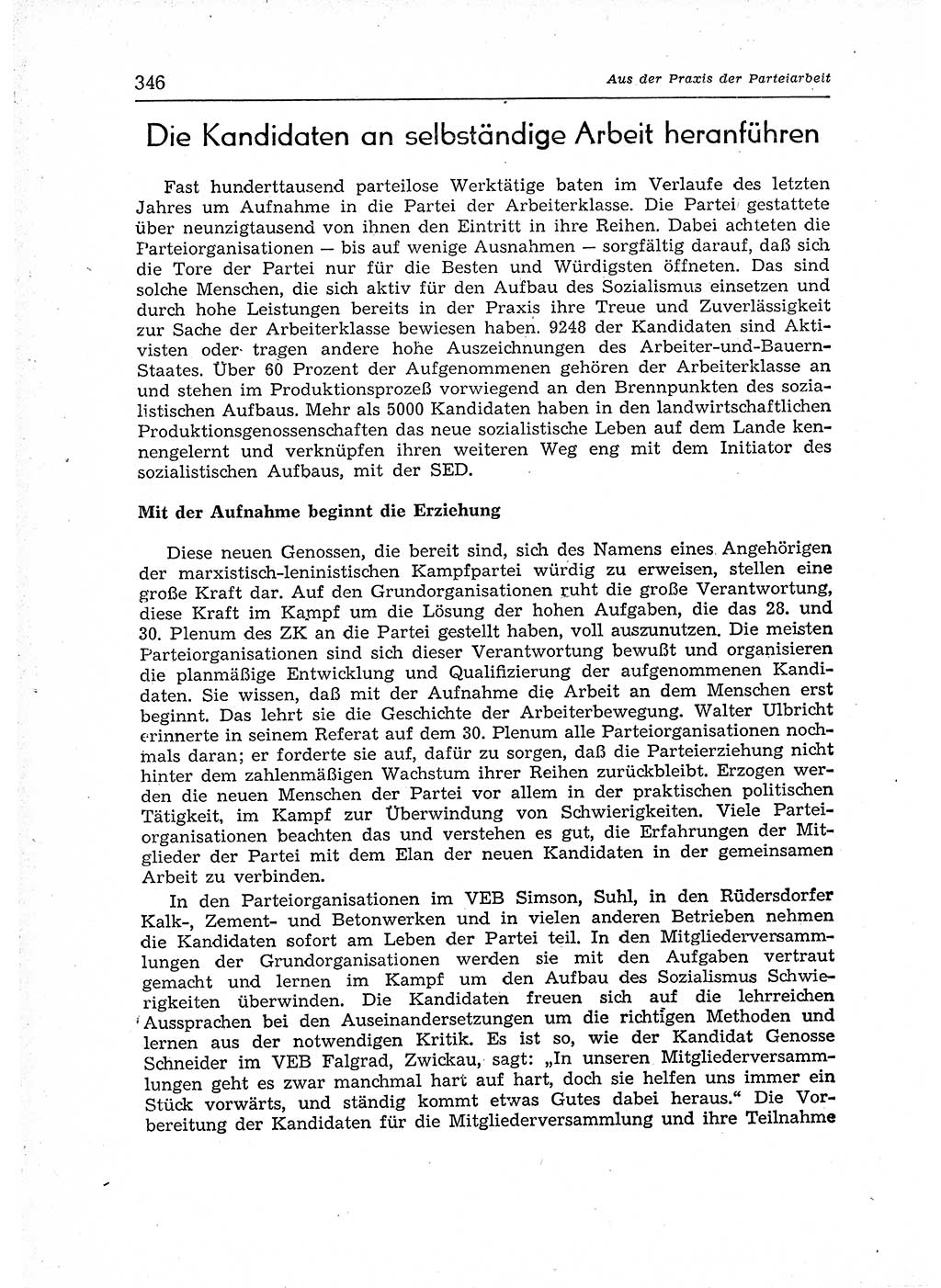 Neuer Weg (NW), Organ des Zentralkomitees (ZK) der SED (Sozialistische Einheitspartei Deutschlands) für Fragen des Parteiaufbaus und des Parteilebens, 12. Jahrgang [Deutsche Demokratische Republik (DDR)] 1957, Seite 346 (NW ZK SED DDR 1957, S. 346)