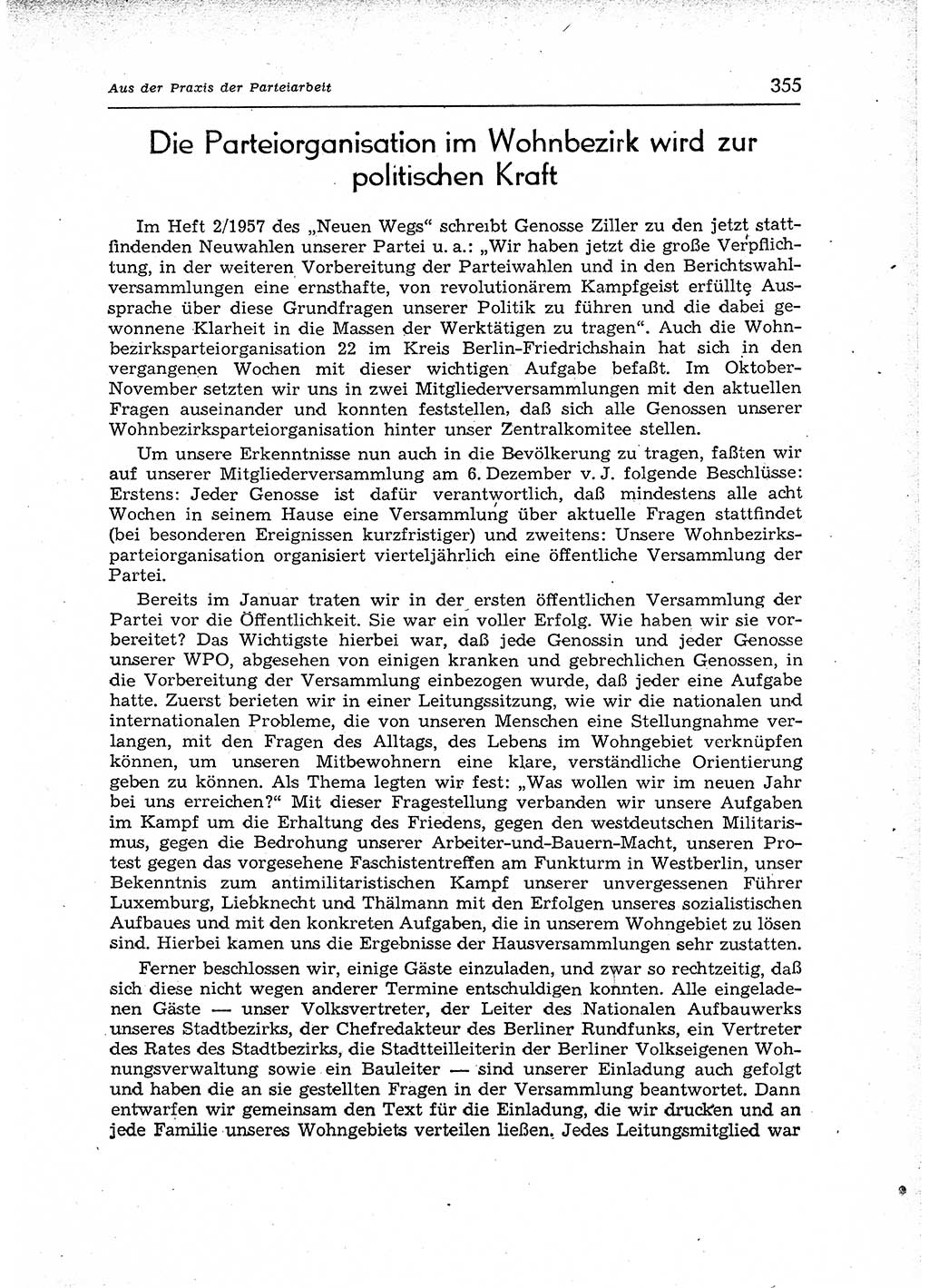 Neuer Weg (NW), Organ des Zentralkomitees (ZK) der SED (Sozialistische Einheitspartei Deutschlands) für Fragen des Parteiaufbaus und des Parteilebens, 12. Jahrgang [Deutsche Demokratische Republik (DDR)] 1957, Seite 355 (NW ZK SED DDR 1957, S. 355)