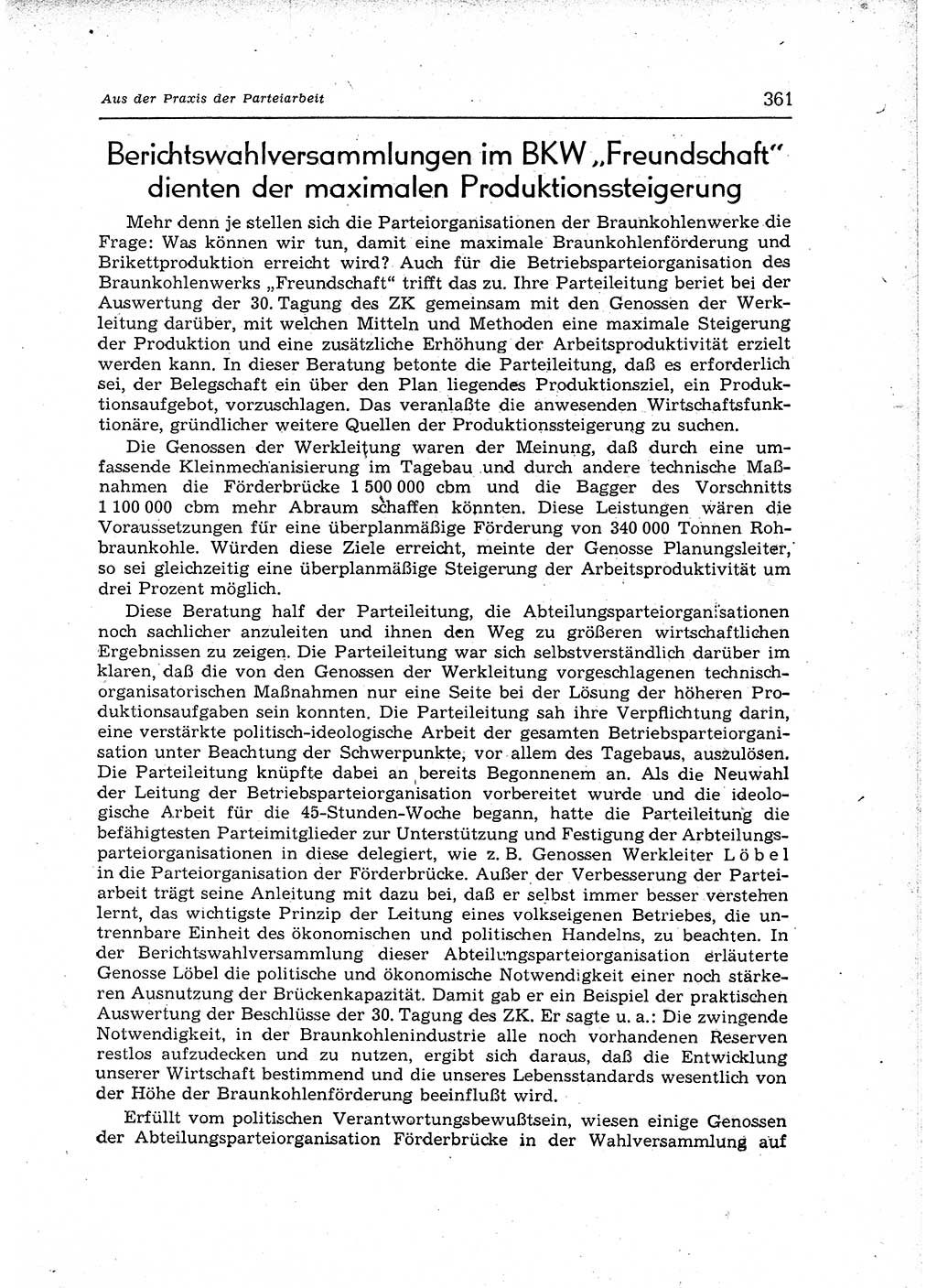 Neuer Weg (NW), Organ des Zentralkomitees (ZK) der SED (Sozialistische Einheitspartei Deutschlands) für Fragen des Parteiaufbaus und des Parteilebens, 12. Jahrgang [Deutsche Demokratische Republik (DDR)] 1957, Seite 361 (NW ZK SED DDR 1957, S. 361)