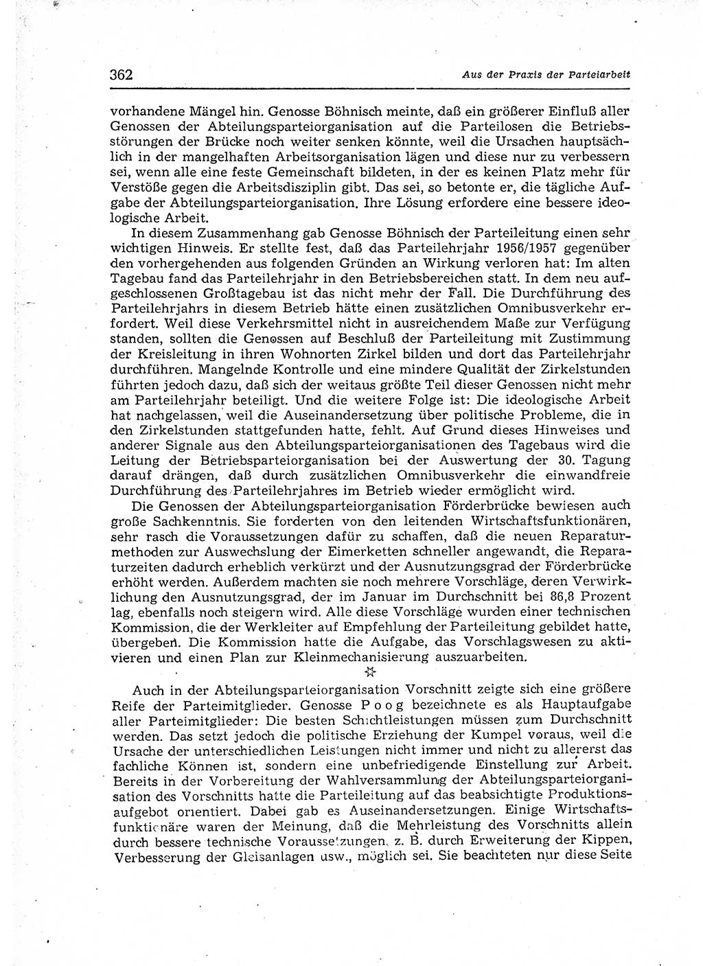 Neuer Weg (NW), Organ des Zentralkomitees (ZK) der SED (Sozialistische Einheitspartei Deutschlands) für Fragen des Parteiaufbaus und des Parteilebens, 12. Jahrgang [Deutsche Demokratische Republik (DDR)] 1957, Seite 362 (NW ZK SED DDR 1957, S. 362)