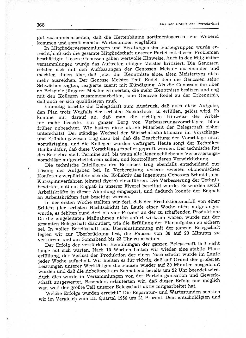 Neuer Weg (NW), Organ des Zentralkomitees (ZK) der SED (Sozialistische Einheitspartei Deutschlands) für Fragen des Parteiaufbaus und des Parteilebens, 12. Jahrgang [Deutsche Demokratische Republik (DDR)] 1957, Seite 366 (NW ZK SED DDR 1957, S. 366)