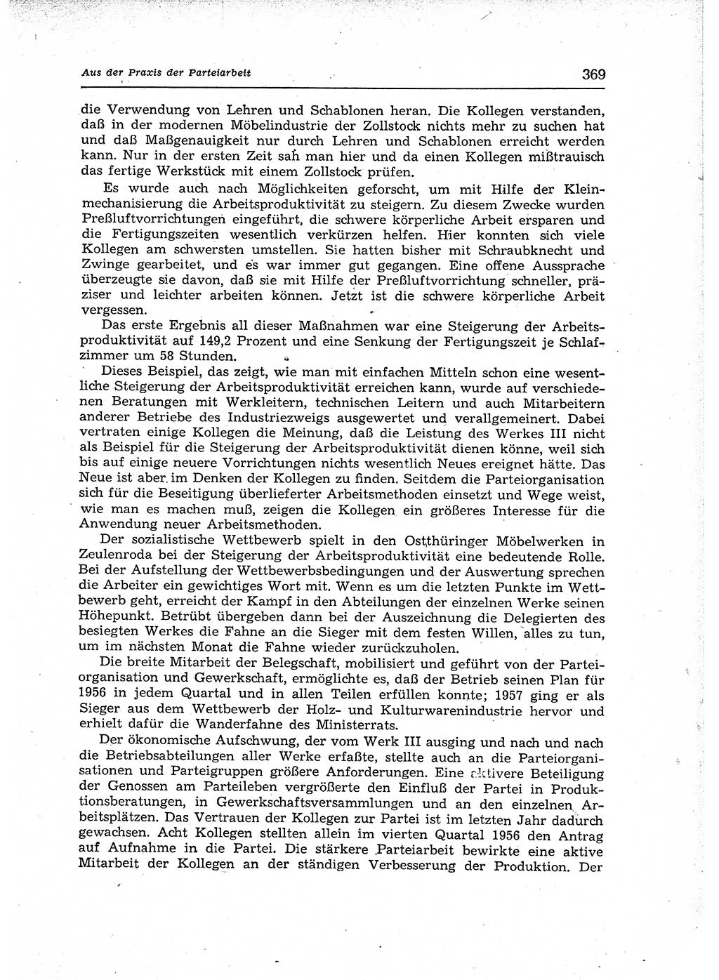 Neuer Weg (NW), Organ des Zentralkomitees (ZK) der SED (Sozialistische Einheitspartei Deutschlands) für Fragen des Parteiaufbaus und des Parteilebens, 12. Jahrgang [Deutsche Demokratische Republik (DDR)] 1957, Seite 369 (NW ZK SED DDR 1957, S. 369)
