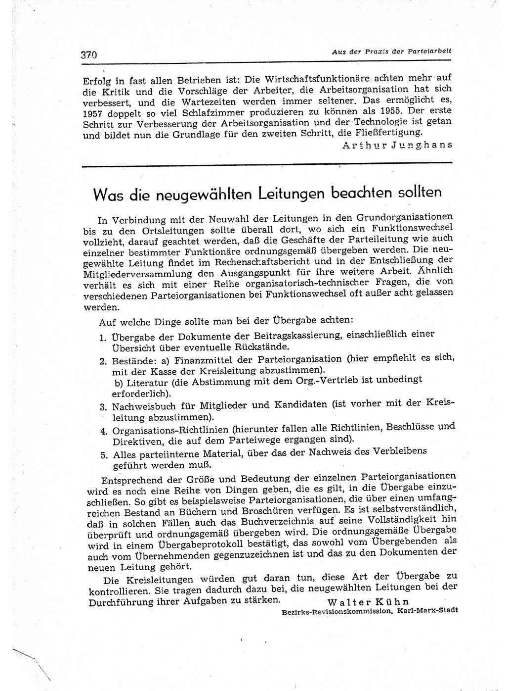 Neuer Weg (NW), Organ des Zentralkomitees (ZK) der SED (Sozialistische Einheitspartei Deutschlands) für Fragen des Parteiaufbaus und des Parteilebens, 12. Jahrgang [Deutsche Demokratische Republik (DDR)] 1957, Seite 370 (NW ZK SED DDR 1957, S. 370)