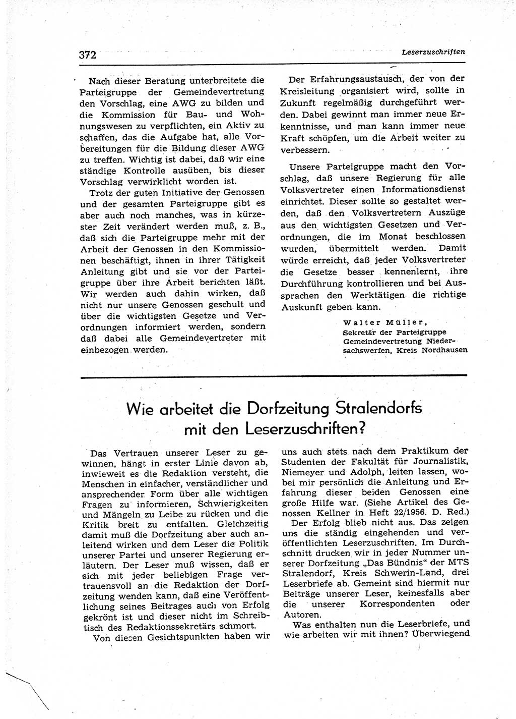 Neuer Weg (NW), Organ des Zentralkomitees (ZK) der SED (Sozialistische Einheitspartei Deutschlands) für Fragen des Parteiaufbaus und des Parteilebens, 12. Jahrgang [Deutsche Demokratische Republik (DDR)] 1957, Seite 372 (NW ZK SED DDR 1957, S. 372)