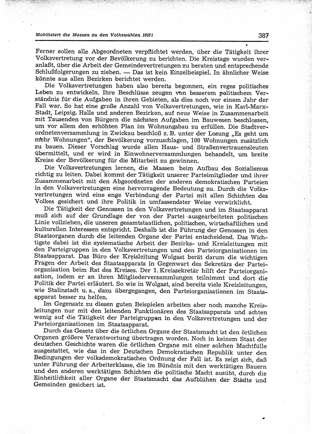 Neuer Weg (NW), Organ des Zentralkomitees (ZK) der SED (Sozialistische Einheitspartei Deutschlands) für Fragen des Parteiaufbaus und des Parteilebens, 12. Jahrgang [Deutsche Demokratische Republik (DDR)] 1957, Seite 387 (NW ZK SED DDR 1957, S. 387)