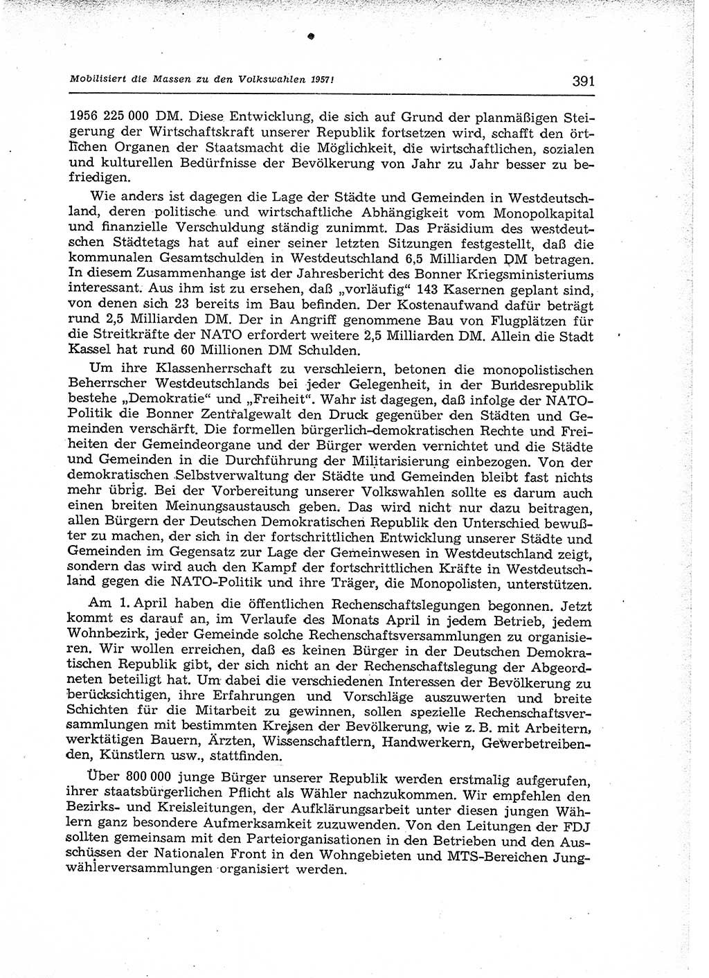 Neuer Weg (NW), Organ des Zentralkomitees (ZK) der SED (Sozialistische Einheitspartei Deutschlands) für Fragen des Parteiaufbaus und des Parteilebens, 12. Jahrgang [Deutsche Demokratische Republik (DDR)] 1957, Seite 391 (NW ZK SED DDR 1957, S. 391)