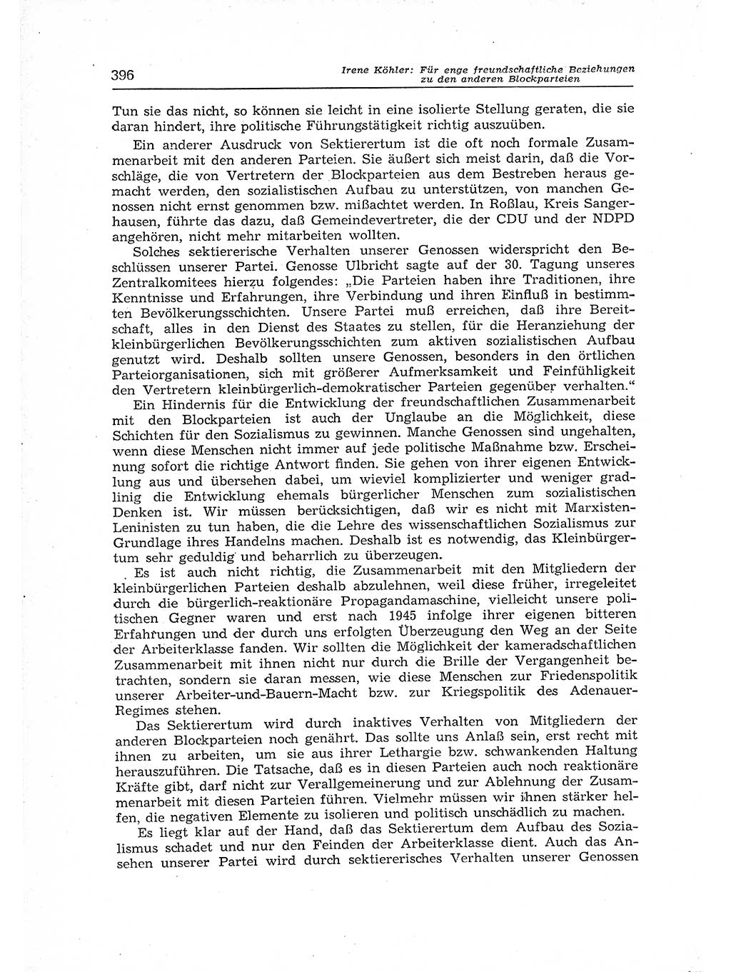 Neuer Weg (NW), Organ des Zentralkomitees (ZK) der SED (Sozialistische Einheitspartei Deutschlands) für Fragen des Parteiaufbaus und des Parteilebens, 12. Jahrgang [Deutsche Demokratische Republik (DDR)] 1957, Seite 396 (NW ZK SED DDR 1957, S. 396)