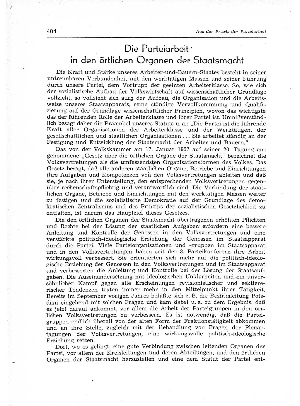 Neuer Weg (NW), Organ des Zentralkomitees (ZK) der SED (Sozialistische Einheitspartei Deutschlands) für Fragen des Parteiaufbaus und des Parteilebens, 12. Jahrgang [Deutsche Demokratische Republik (DDR)] 1957, Seite 404 (NW ZK SED DDR 1957, S. 404)