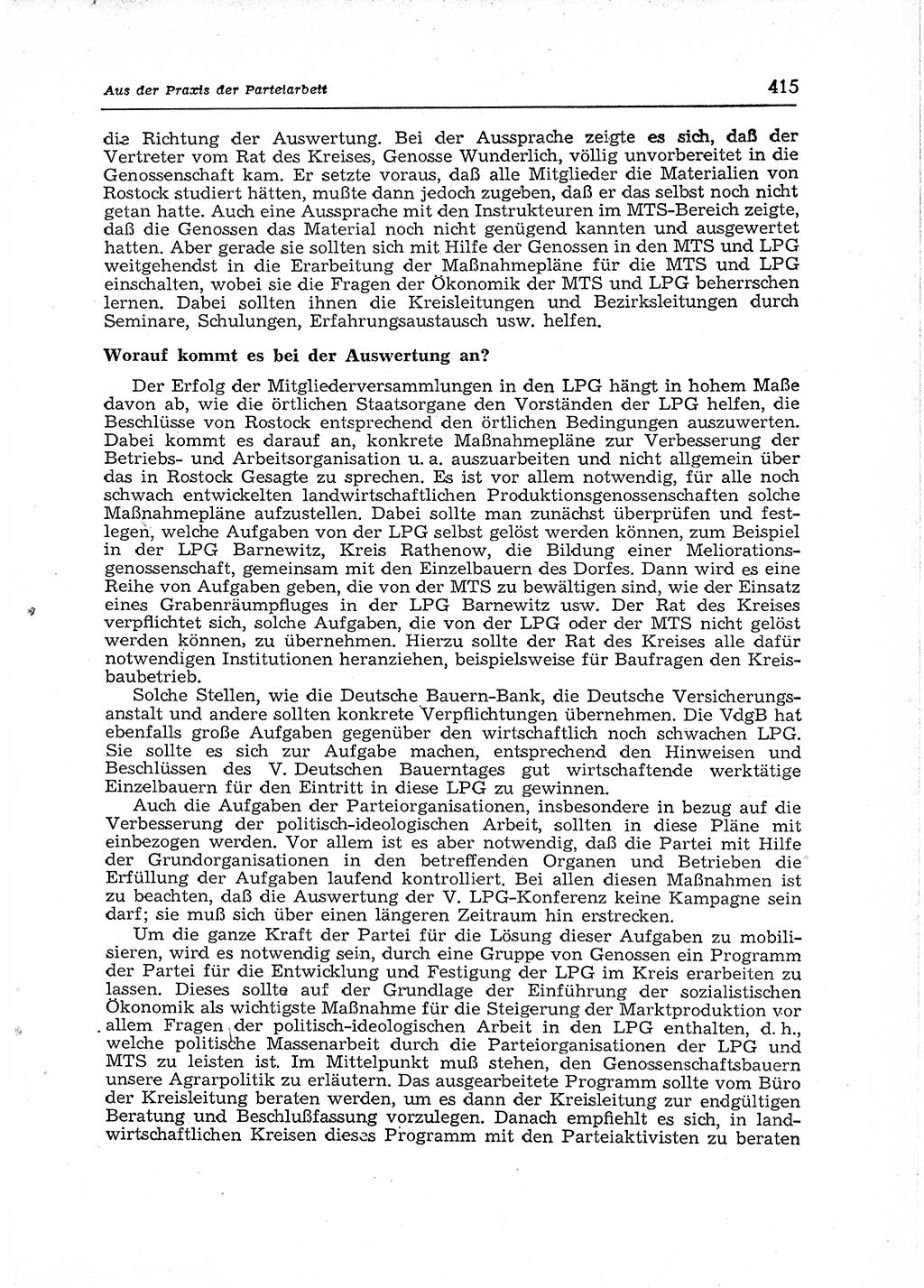 Neuer Weg (NW), Organ des Zentralkomitees (ZK) der SED (Sozialistische Einheitspartei Deutschlands) für Fragen des Parteiaufbaus und des Parteilebens, 12. Jahrgang [Deutsche Demokratische Republik (DDR)] 1957, Seite 415 (NW ZK SED DDR 1957, S. 415)
