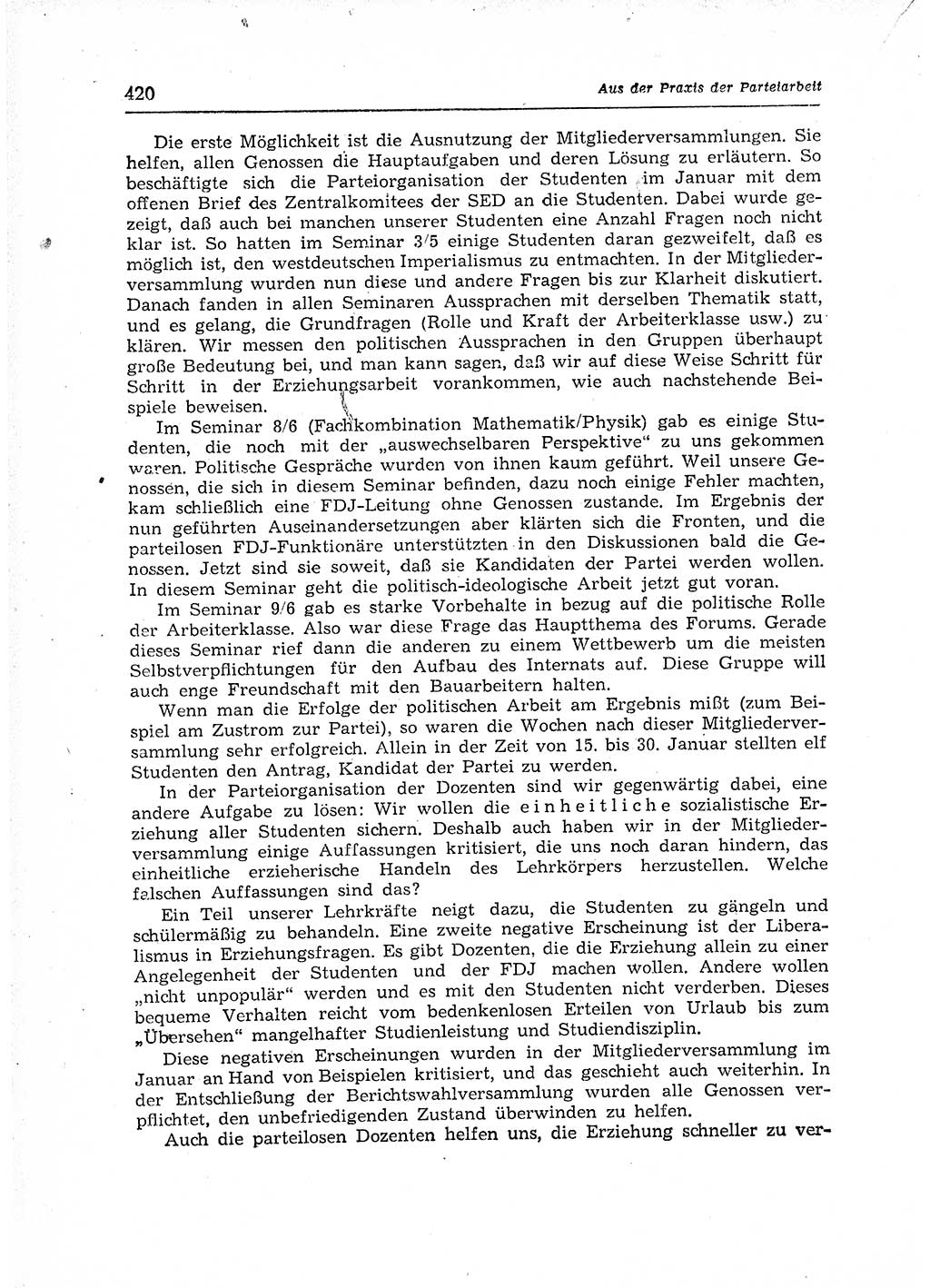 Neuer Weg (NW), Organ des Zentralkomitees (ZK) der SED (Sozialistische Einheitspartei Deutschlands) für Fragen des Parteiaufbaus und des Parteilebens, 12. Jahrgang [Deutsche Demokratische Republik (DDR)] 1957, Seite 420 (NW ZK SED DDR 1957, S. 420)