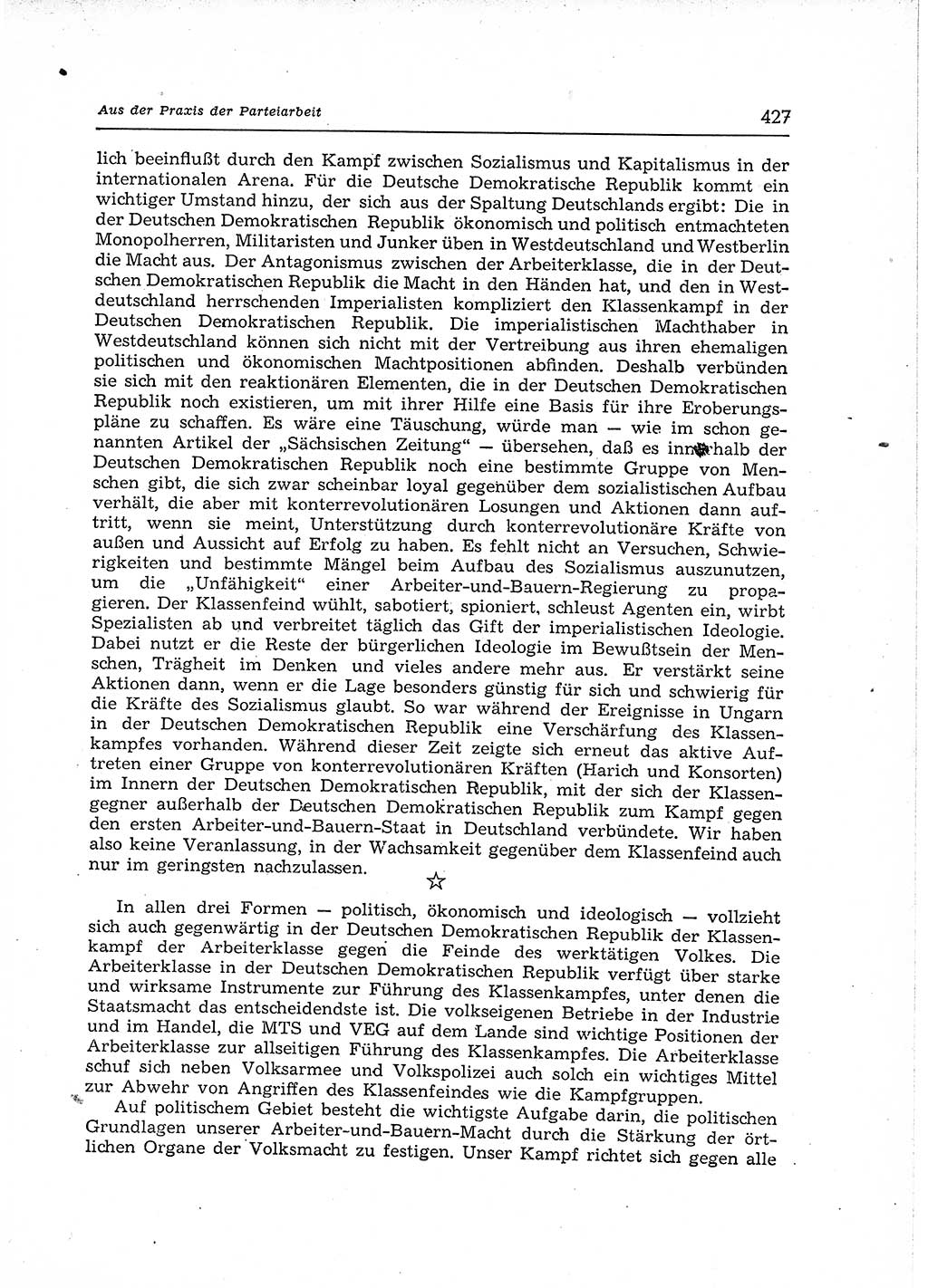 Neuer Weg (NW), Organ des Zentralkomitees (ZK) der SED (Sozialistische Einheitspartei Deutschlands) für Fragen des Parteiaufbaus und des Parteilebens, 12. Jahrgang [Deutsche Demokratische Republik (DDR)] 1957, Seite 427 (NW ZK SED DDR 1957, S. 427)