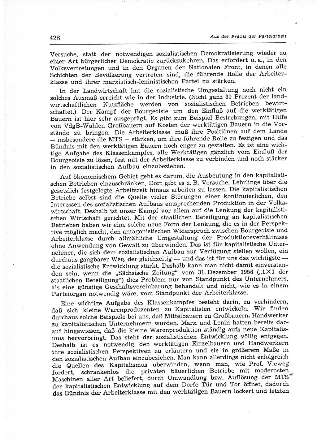 Neuer Weg (NW), Organ des Zentralkomitees (ZK) der SED (Sozialistische Einheitspartei Deutschlands) für Fragen des Parteiaufbaus und des Parteilebens, 12. Jahrgang [Deutsche Demokratische Republik (DDR)] 1957, Seite 428 (NW ZK SED DDR 1957, S. 428)