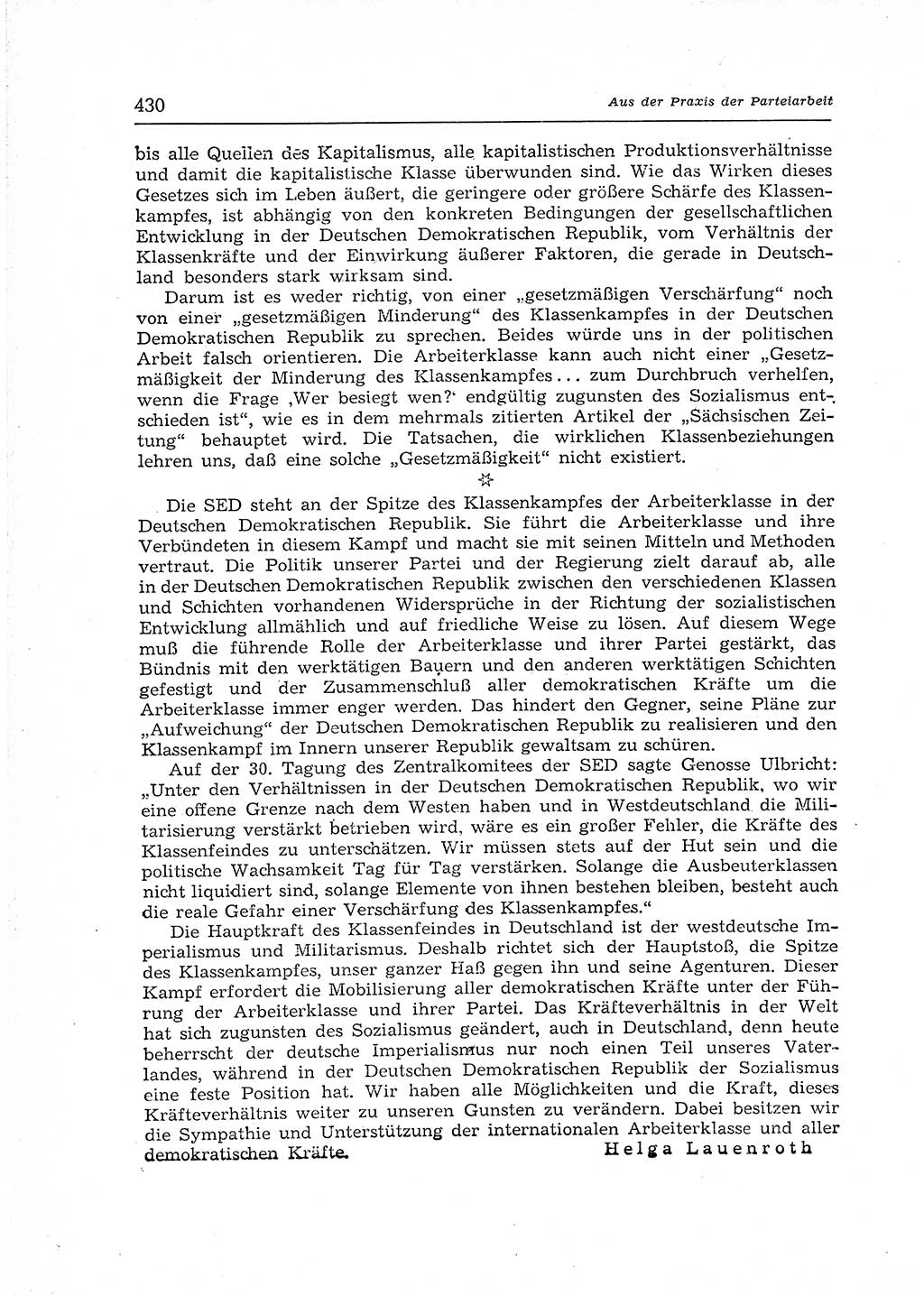Neuer Weg (NW), Organ des Zentralkomitees (ZK) der SED (Sozialistische Einheitspartei Deutschlands) für Fragen des Parteiaufbaus und des Parteilebens, 12. Jahrgang [Deutsche Demokratische Republik (DDR)] 1957, Seite 430 (NW ZK SED DDR 1957, S. 430)