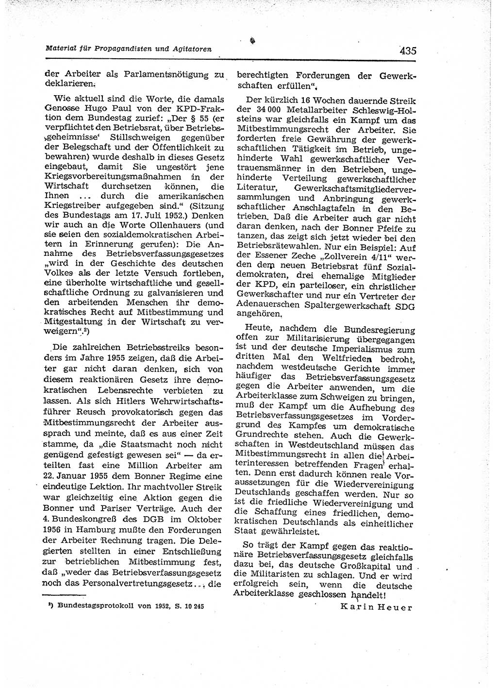 Neuer Weg (NW), Organ des Zentralkomitees (ZK) der SED (Sozialistische Einheitspartei Deutschlands) für Fragen des Parteiaufbaus und des Parteilebens, 12. Jahrgang [Deutsche Demokratische Republik (DDR)] 1957, Seite 435 (NW ZK SED DDR 1957, S. 435)