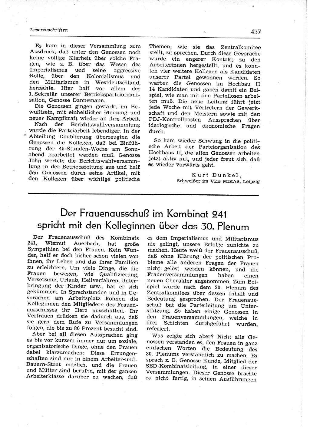 Neuer Weg (NW), Organ des Zentralkomitees (ZK) der SED (Sozialistische Einheitspartei Deutschlands) für Fragen des Parteiaufbaus und des Parteilebens, 12. Jahrgang [Deutsche Demokratische Republik (DDR)] 1957, Seite 437 (NW ZK SED DDR 1957, S. 437)