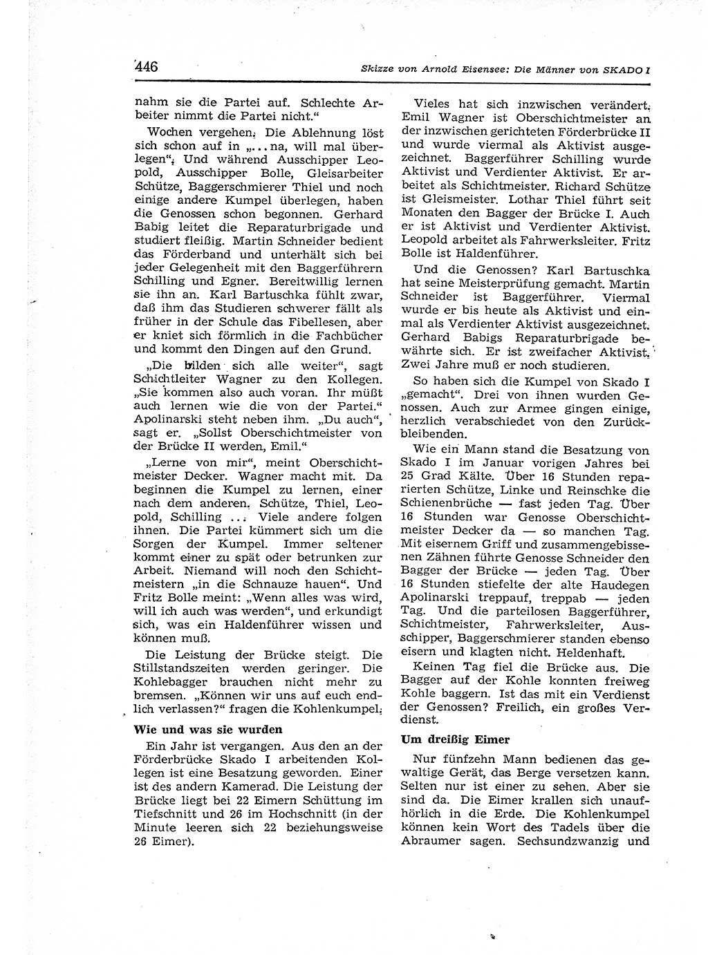 Neuer Weg (NW), Organ des Zentralkomitees (ZK) der SED (Sozialistische Einheitspartei Deutschlands) für Fragen des Parteiaufbaus und des Parteilebens, 12. Jahrgang [Deutsche Demokratische Republik (DDR)] 1957, Seite 446 (NW ZK SED DDR 1957, S. 446)