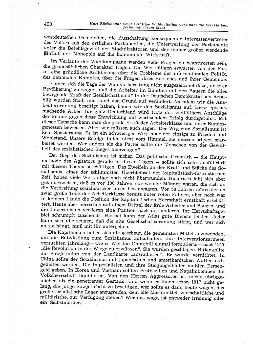 Neuer Weg (NW), Organ des Zentralkomitees (ZK) der SED (Sozialistische Einheitspartei Deutschlands) für Fragen des Parteiaufbaus und des Parteilebens, 12. Jahrgang [Deutsche Demokratische Republik (DDR)] 1957, Seite 460 (NW ZK SED DDR 1957, S. 460)