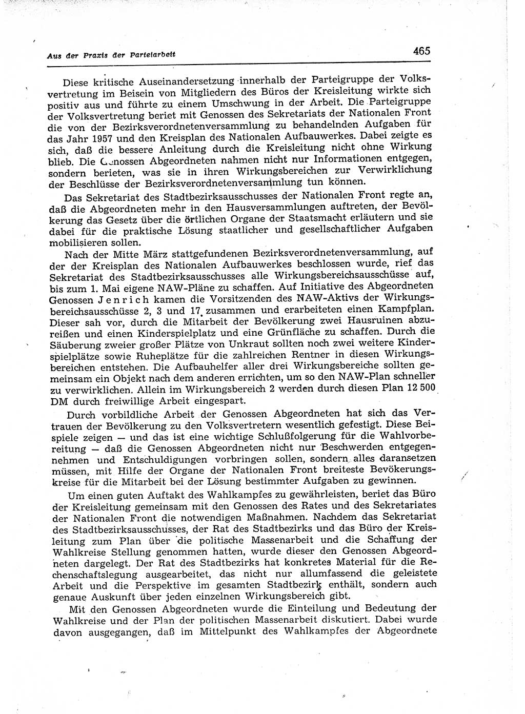 Neuer Weg (NW), Organ des Zentralkomitees (ZK) der SED (Sozialistische Einheitspartei Deutschlands) für Fragen des Parteiaufbaus und des Parteilebens, 12. Jahrgang [Deutsche Demokratische Republik (DDR)] 1957, Seite 465 (NW ZK SED DDR 1957, S. 465)