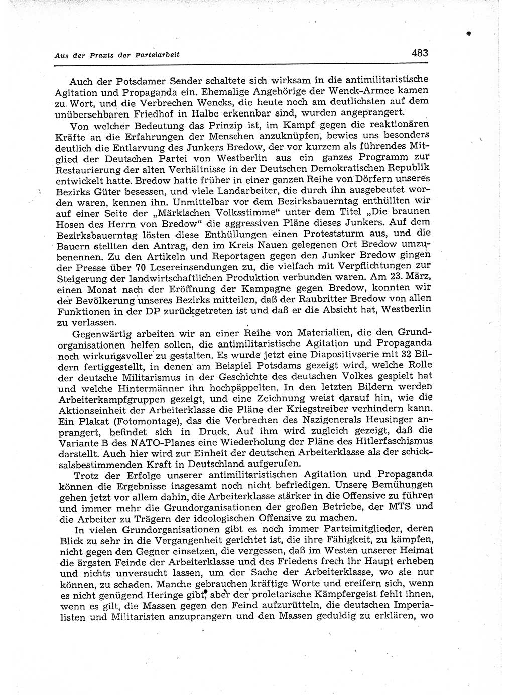 Neuer Weg (NW), Organ des Zentralkomitees (ZK) der SED (Sozialistische Einheitspartei Deutschlands) für Fragen des Parteiaufbaus und des Parteilebens, 12. Jahrgang [Deutsche Demokratische Republik (DDR)] 1957, Seite 483 (NW ZK SED DDR 1957, S. 483)