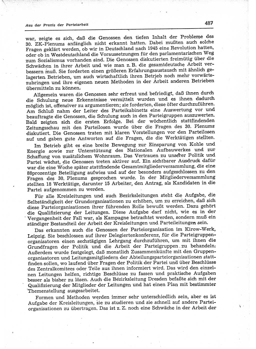 Neuer Weg (NW), Organ des Zentralkomitees (ZK) der SED (Sozialistische Einheitspartei Deutschlands) für Fragen des Parteiaufbaus und des Parteilebens, 12. Jahrgang [Deutsche Demokratische Republik (DDR)] 1957, Seite 487 (NW ZK SED DDR 1957, S. 487)