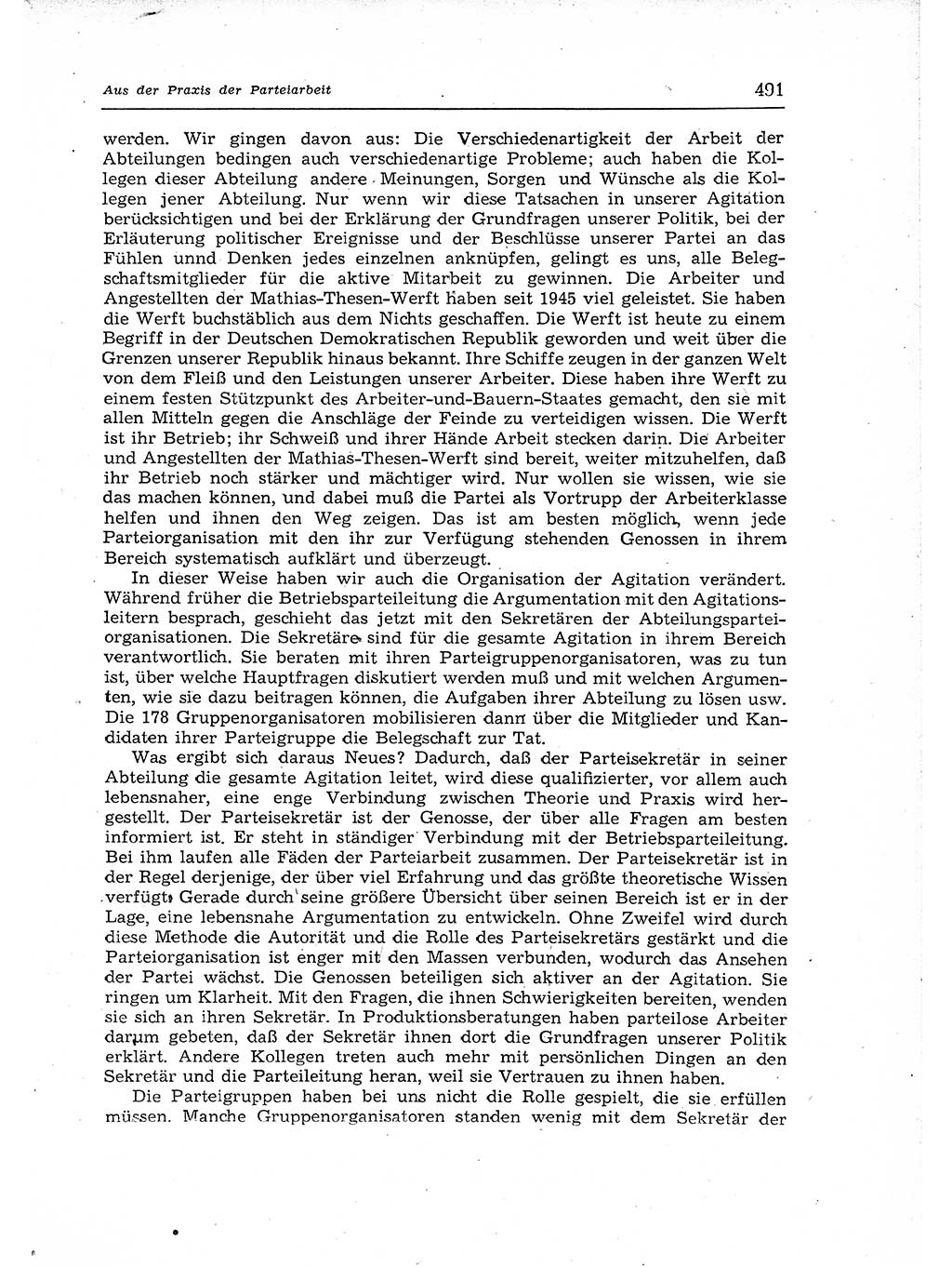 Neuer Weg (NW), Organ des Zentralkomitees (ZK) der SED (Sozialistische Einheitspartei Deutschlands) für Fragen des Parteiaufbaus und des Parteilebens, 12. Jahrgang [Deutsche Demokratische Republik (DDR)] 1957, Seite 491 (NW ZK SED DDR 1957, S. 491)