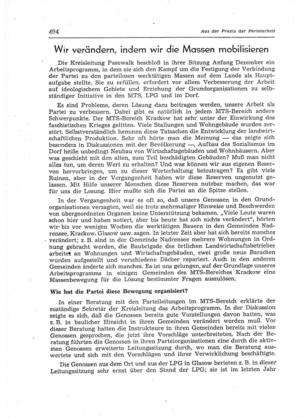 Neuer Weg (NW), Organ des Zentralkomitees (ZK) der SED (Sozialistische Einheitspartei Deutschlands) für Fragen des Parteiaufbaus und des Parteilebens, 12. Jahrgang [Deutsche Demokratische Republik (DDR)] 1957, Seite 494 (NW ZK SED DDR 1957, S. 494)