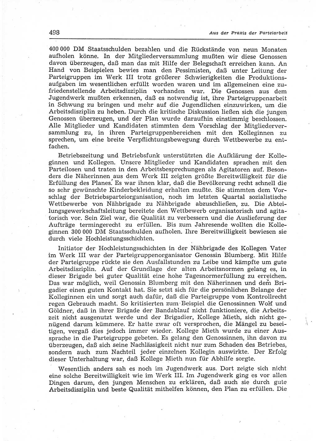 Neuer Weg (NW), Organ des Zentralkomitees (ZK) der SED (Sozialistische Einheitspartei Deutschlands) für Fragen des Parteiaufbaus und des Parteilebens, 12. Jahrgang [Deutsche Demokratische Republik (DDR)] 1957, Seite 498 (NW ZK SED DDR 1957, S. 498)