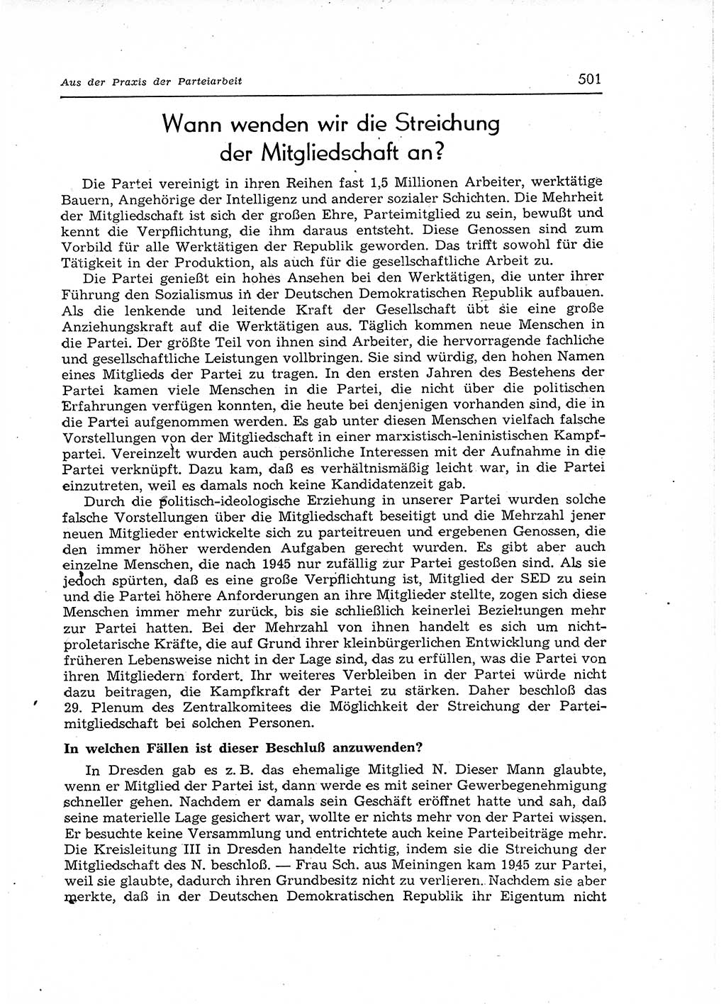 Neuer Weg (NW), Organ des Zentralkomitees (ZK) der SED (Sozialistische Einheitspartei Deutschlands) für Fragen des Parteiaufbaus und des Parteilebens, 12. Jahrgang [Deutsche Demokratische Republik (DDR)] 1957, Seite 501 (NW ZK SED DDR 1957, S. 501)