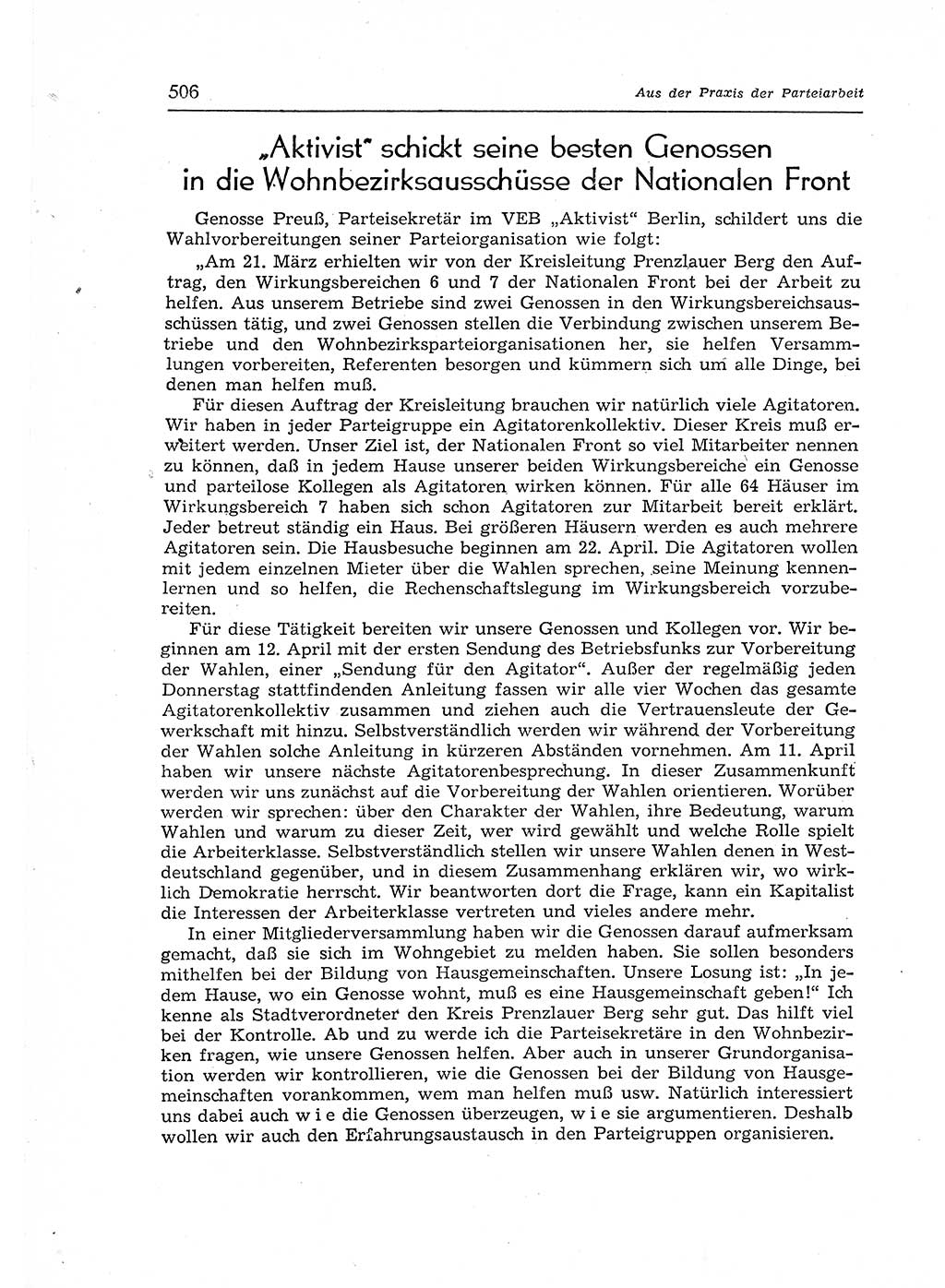 Neuer Weg (NW), Organ des Zentralkomitees (ZK) der SED (Sozialistische Einheitspartei Deutschlands) für Fragen des Parteiaufbaus und des Parteilebens, 12. Jahrgang [Deutsche Demokratische Republik (DDR)] 1957, Seite 506 (NW ZK SED DDR 1957, S. 506)