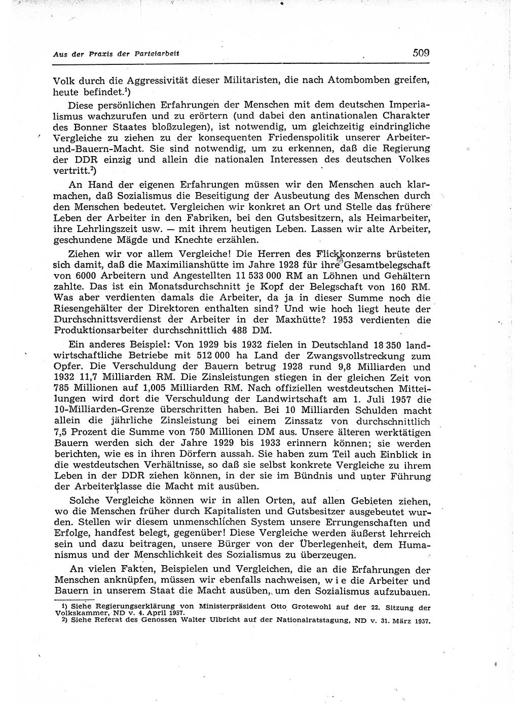 Neuer Weg (NW), Organ des Zentralkomitees (ZK) der SED (Sozialistische Einheitspartei Deutschlands) für Fragen des Parteiaufbaus und des Parteilebens, 12. Jahrgang [Deutsche Demokratische Republik (DDR)] 1957, Seite 509 (NW ZK SED DDR 1957, S. 509)