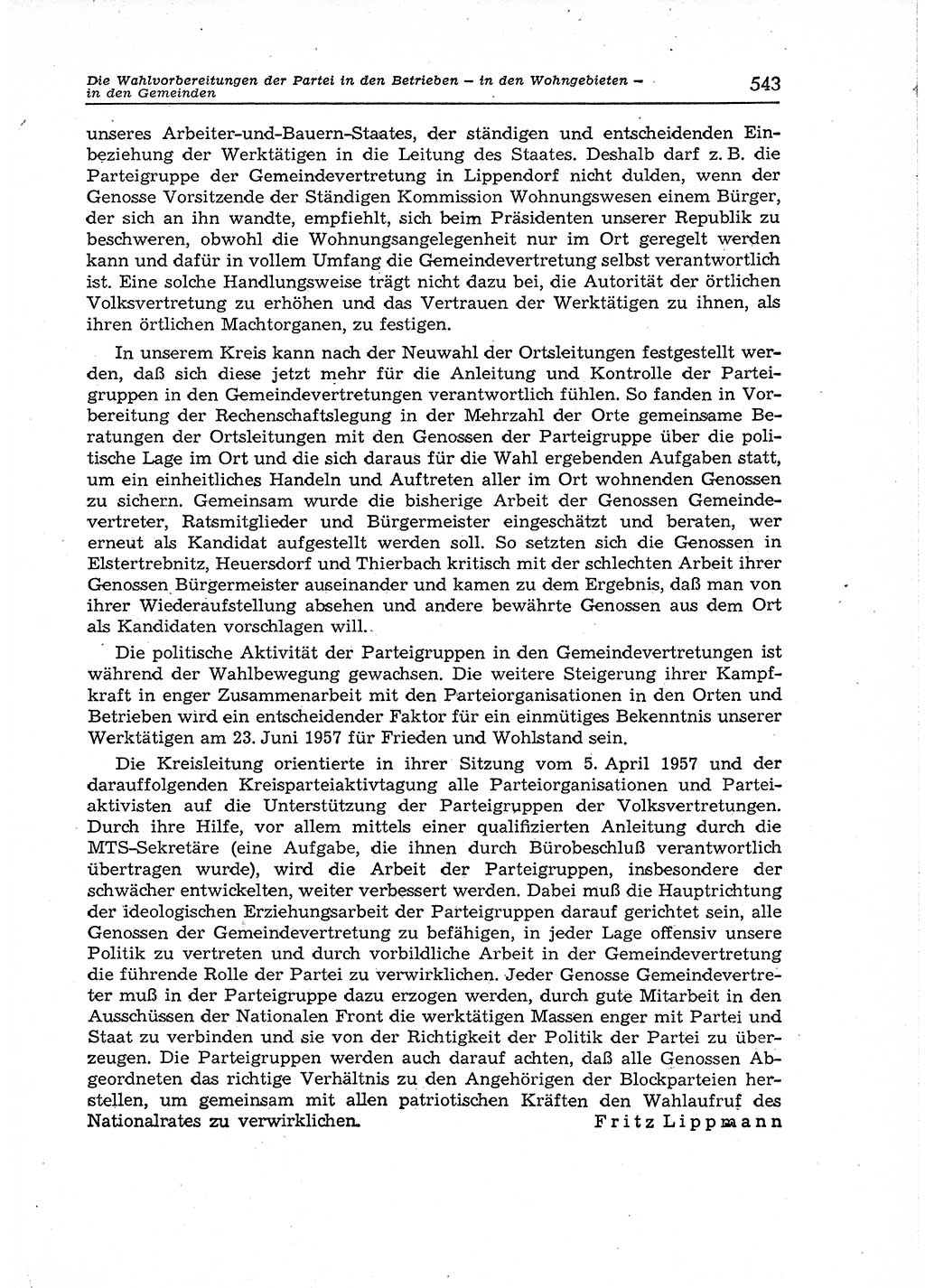 Neuer Weg (NW), Organ des Zentralkomitees (ZK) der SED (Sozialistische Einheitspartei Deutschlands) für Fragen des Parteiaufbaus und des Parteilebens, 12. Jahrgang [Deutsche Demokratische Republik (DDR)] 1957, Seite 543 (NW ZK SED DDR 1957, S. 543)