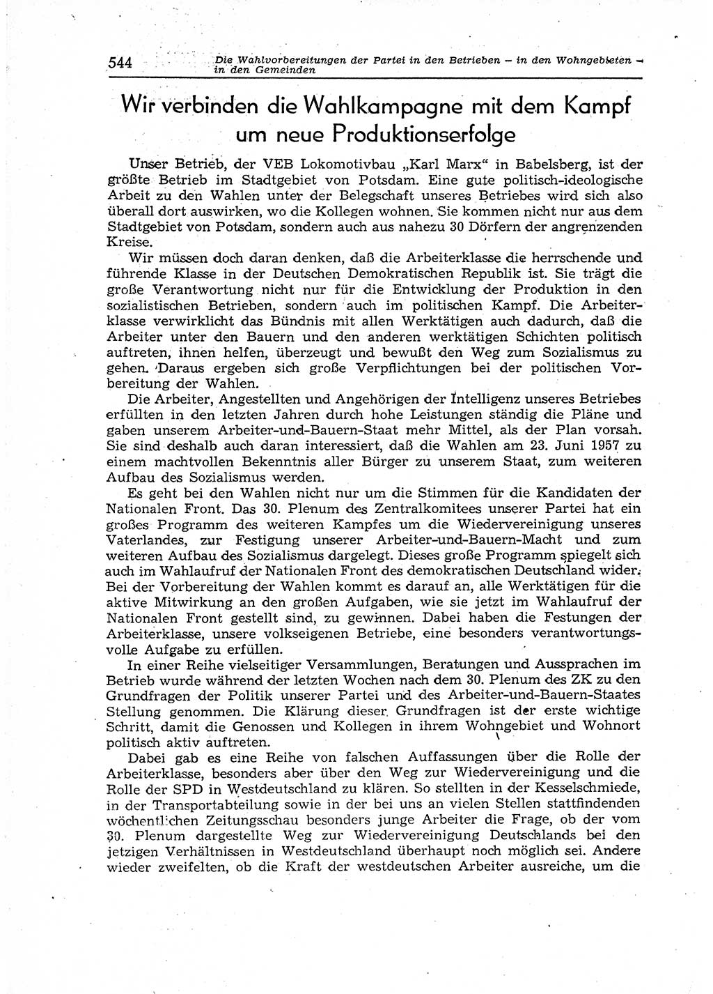 Neuer Weg (NW), Organ des Zentralkomitees (ZK) der SED (Sozialistische Einheitspartei Deutschlands) für Fragen des Parteiaufbaus und des Parteilebens, 12. Jahrgang [Deutsche Demokratische Republik (DDR)] 1957, Seite 544 (NW ZK SED DDR 1957, S. 544)