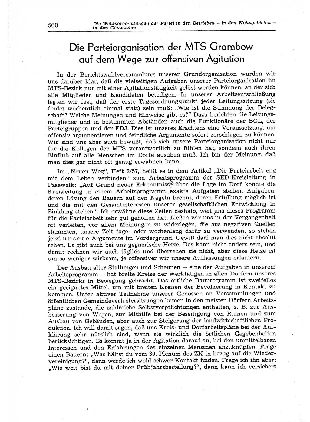 Neuer Weg (NW), Organ des Zentralkomitees (ZK) der SED (Sozialistische Einheitspartei Deutschlands) für Fragen des Parteiaufbaus und des Parteilebens, 12. Jahrgang [Deutsche Demokratische Republik (DDR)] 1957, Seite 560 (NW ZK SED DDR 1957, S. 560)