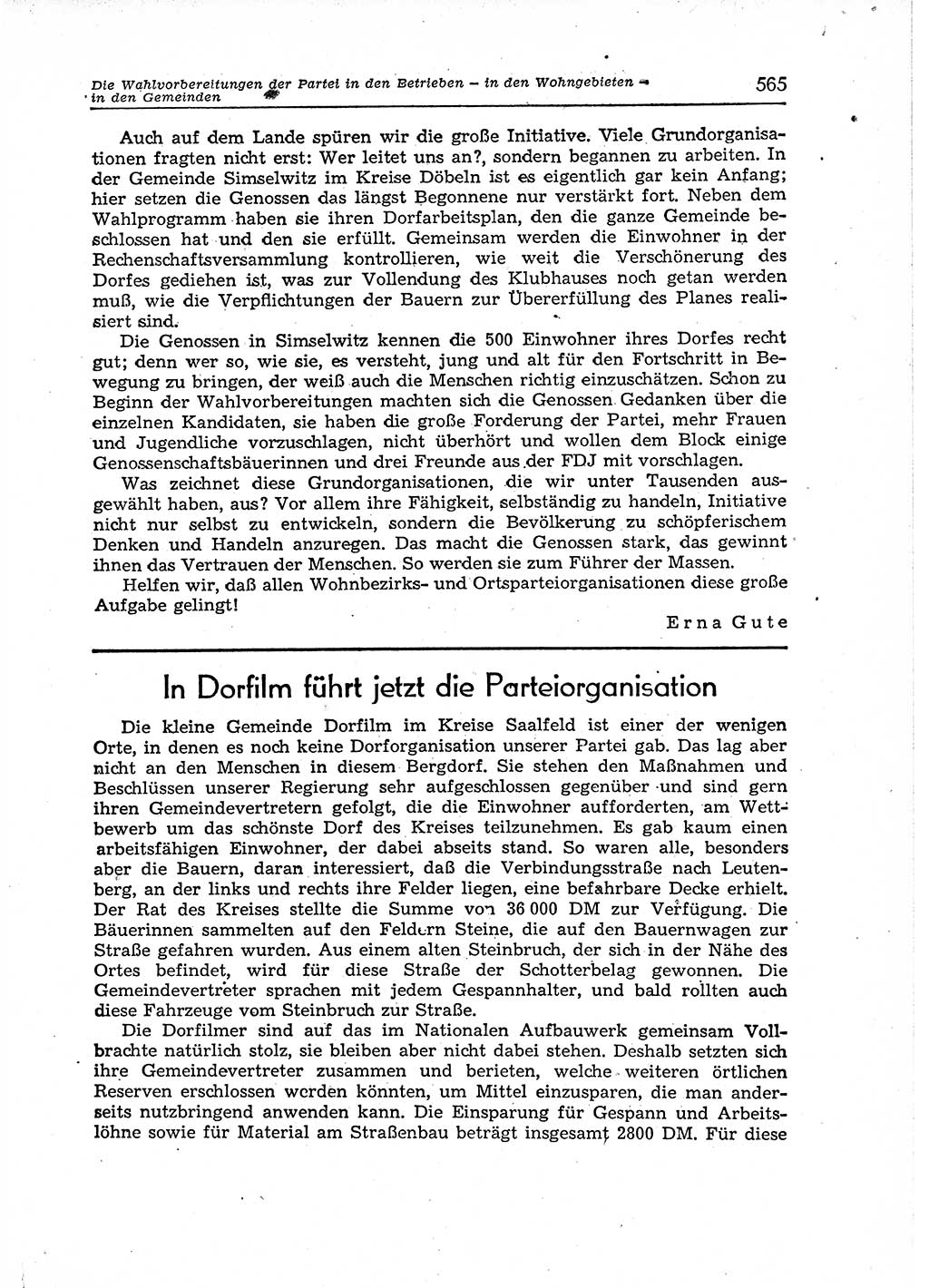 Neuer Weg (NW), Organ des Zentralkomitees (ZK) der SED (Sozialistische Einheitspartei Deutschlands) für Fragen des Parteiaufbaus und des Parteilebens, 12. Jahrgang [Deutsche Demokratische Republik (DDR)] 1957, Seite 565 (NW ZK SED DDR 1957, S. 565)